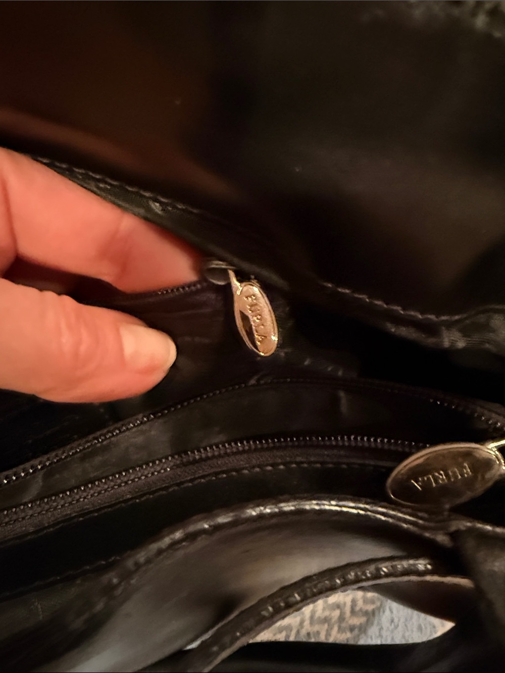 Furla Classic Black Leather Tote with Buckle Detail - Picture 10 of 16